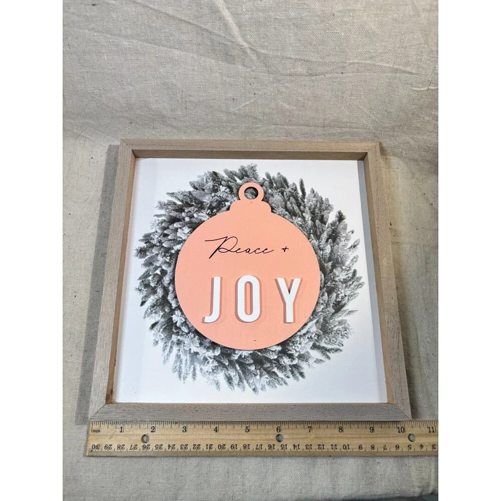 Target Bullseye Wreath Peace & Joy Sign Hanging Christmas